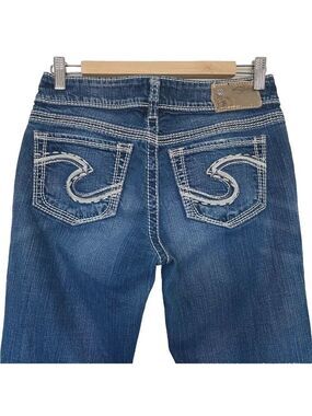 Silver Suki Mid Slim Boot Bootcut Jeans Women's Size 27x33 Thick Stitching